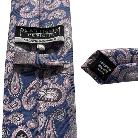 PLATINUM DESIGNS Vintage Polyester Necktie Designer Purple Paisley‎ W3 L52 (238) - Picture 5 of 5